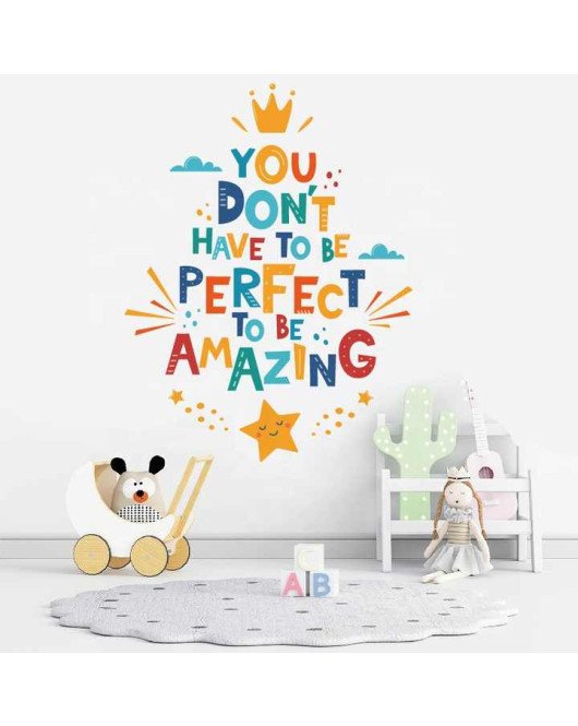 Child Bedroom Decorative Cartoon Inspirational Family Quote Decal Wall Sticker Wallpaper