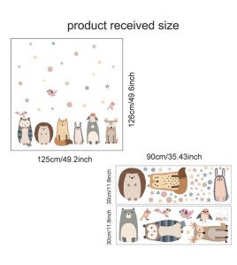 Self Adhesive Cartoon Animal With Stars Living Room Children's Room Decor Wall Stickers
