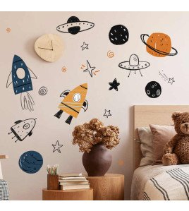 Baby Room Decoration Self Adhesive Cartoon 3d Rocket Wall Stickers
