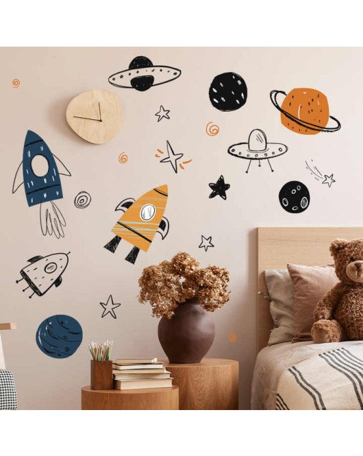 Baby Room Decoration Self Adhesive Cartoon 3d Rocket Wall Stickers