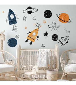 Baby Room Decoration Self Adhesive Cartoon 3d Rocket Wall Stickers