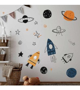 Baby Room Decoration Self Adhesive Cartoon 3d Rocket Wall Stickers