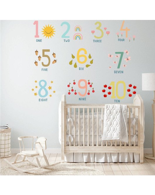 Peel And Sticker Cartoon Numbers Wall Stickers For Kids' Room Decoration - Model Sf39148