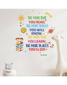 Removable Adhesive Library Cartoon Read Book Inspirational Quote Wall Stickers For School Decorations