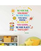 Removable Adhesive Library Cartoon Read Book Inspirational Quote Wall Stickers For School Decorations