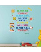 Removable Adhesive Library Cartoon Read Book Inspirational Quote Wall Stickers For School Decorations