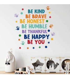 Self Adhesive Colorful Handprint Wall Decoration Stickers For Home Quotes