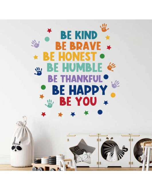 Self Adhesive Colorful Handprint Wall Decoration Stickers For Home Quotes