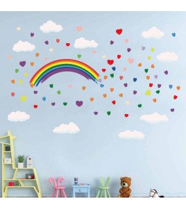 Children's Bedroom Decoration Cartoon 3d Cloud Heart Rainbow Wall Sticker