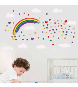 Children's Bedroom Decoration Cartoon 3d Cloud Heart Rainbow Wall Sticker
