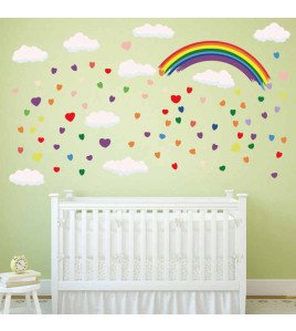Children's Bedroom Decoration Cartoon 3d Cloud Heart Rainbow Wall Sticker