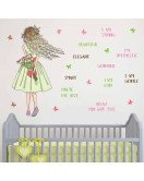 3D Floral Cartoon Girl Inspirational Text Wall Sticker Wall Stickers For Kids Room