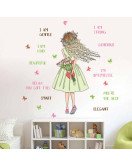 3D Floral Cartoon Girl Inspirational Text Wall Sticker Wall Stickers For Kids Room
