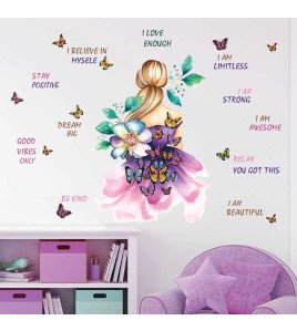 Home Decoration Bedroom Butterfly Flower Cartoon Girl Inspiration Wall Stickers