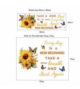 Home Decoration Living Room Sunflower Quote Wallpaper Wall Sticker
