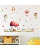 Removable Cartoon Baby Girl Mushroom Castle Wall Decals Kids Room Removable Cartoon Baby Girl Mushroom Castle Wall Decals Kids Room