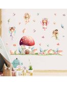 Removable Cartoon Baby Girl Mushroom Castle Wall Decals Kids Room Removable Cartoon Baby Girl Mushroom Castle Wall Decals Kids Room