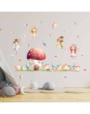 Removable Cartoon Baby Girl Mushroom Castle Wall Decals Kids Room Removable Cartoon Baby Girl Mushroom Castle Wall Decals Kids Room