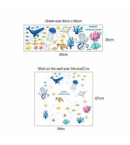 Home Decoration Self Adhesive Cartoon Underwater Animal Baby Nursery Wall Stickers Picture