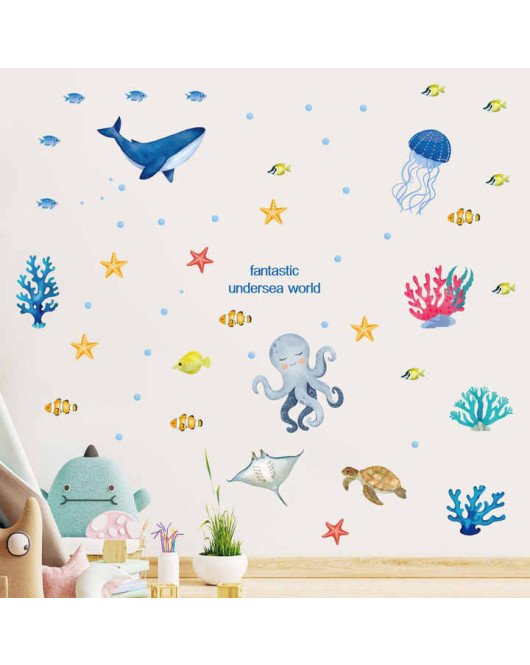 Home Decoration Self Adhesive Cartoon Underwater Animal Baby Nursery Wall Stickers Picture