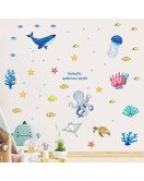 Home Decoration Self Adhesive Cartoon Underwater Animal Baby Nursery Wall Stickers Picture