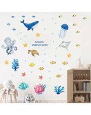 Home Decoration Self Adhesive Cartoon Underwater Animal Baby Nursery Wall Stickers Picture