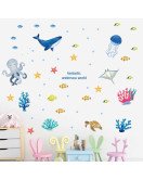 Home Decoration Self Adhesive Cartoon Underwater Animal Baby Nursery Wall Stickers Picture
