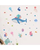 Self Adhesive Underwater Whale Animal Cartoon Nursery Wall Decals Self Adhesive Underwater Whale Animal Cartoon Nursery Wall Decals