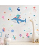 Self Adhesive Underwater Whale Animal Cartoon Nursery Wall Decals Self Adhesive Underwater Whale Animal Cartoon Nursery Wall Decals