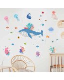 Self Adhesive Underwater Whale Animal Cartoon Nursery Wall Decals Self Adhesive Underwater Whale Animal Cartoon Nursery Wall Decals