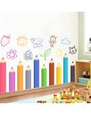 Self Adhesive Cartoon 3d Colorful Pencil Wall Stickers For School Self Adhesive Cartoon 3d Colorful Pencil Wall Stickers For School