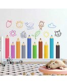 Self Adhesive Cartoon 3d Colorful Pencil Wall Stickers For School Self Adhesive Cartoon 3d Colorful Pencil Wall Stickers For School