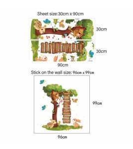 Self Adhesive School Classroom Cartoon Animal Tree Wall Stickers Children