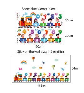 Nursery Decoration Cartoon Number Train Big Wall Stickers For Kids - Model Sf39205