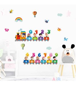 Nursery Decoration Cartoon Number Train Big Wall Stickers For Kids - Model Sf39205