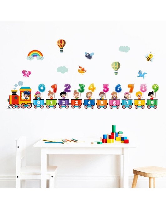 Nursery Decoration Cartoon Number Train Big Wall Stickers For Kids - Model Sf39205