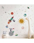 Self Adhesive Cartoon Rocket With Star Kids Room Wall Stickers Self Adhesive Cartoon Rocket With Star Kids Room Wall Stickers
