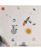 Self Adhesive Cartoon Rocket With Star Kids Room Wall Stickers Self Adhesive Cartoon Rocket With Star Kids Room Wall Stickers