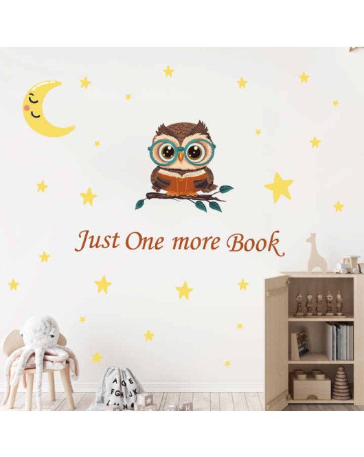 Self Adhesive Wholesale Cartoon Owl With Moon Wall Kids Stickers