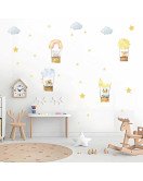 Removable Cartoon Animal Hot Air Balloon Wall Sticker Pvc Sticker