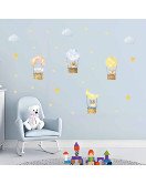 Removable Cartoon Animal Hot Air Balloon Wall Sticker Pvc Sticker