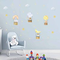 Removable Cartoon Animal Hot Air Balloon Wall Sticker Pvc Sticker