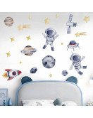 Removable Adhesive Pvc Cartoon Space Astronaut Nursery Wall Decal