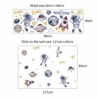 Removable Adhesive Pvc Cartoon Space Astronaut Nursery Wall Decal