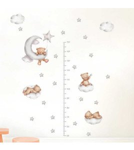 Baby Bedroom Decor Cartoon Moon Bear Height Measurement Wall Sticker