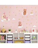 Custom Removable Cartoon Bear With Could Baby Nursery Multifunctional Wall Decal