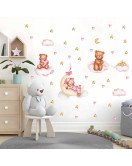 Custom Removable Cartoon Bear With Could Baby Nursery Multifunctional Wall Decal