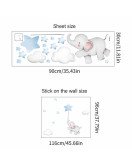 Removable Cartoon Elephant With Could Star Wall Stickers For Boys Room