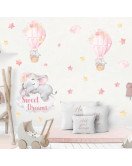 Easy Peel And Stick Removable Pink Elephant With Balloon Baby Shop Wall Stickers