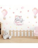 Easy Peel And Stick Removable Pink Elephant With Balloon Baby Shop Wall Stickers